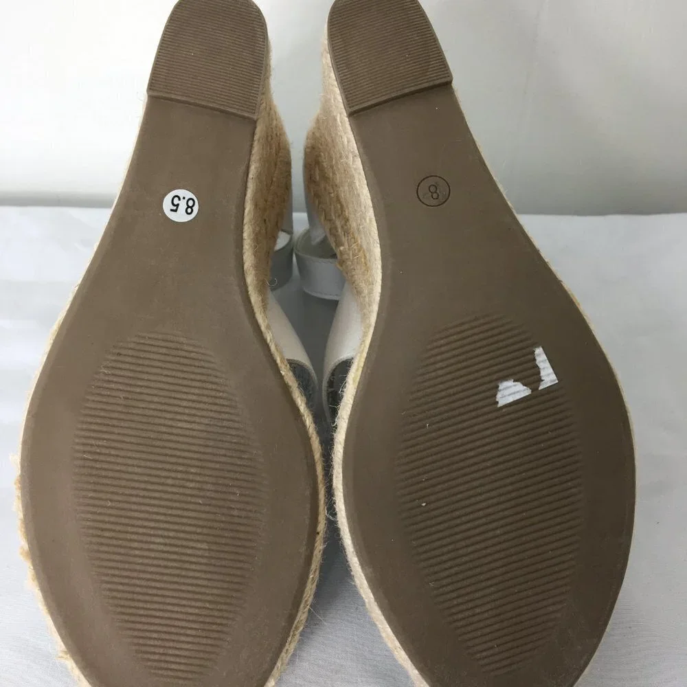 Nautica White Wedge Espadrille Open Toe Heel Sandal Size 8.5 GREAT Condition